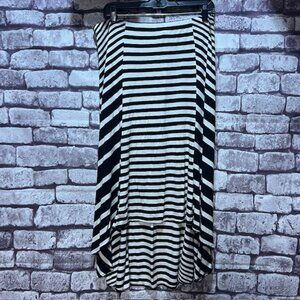 Chico's Black & White Stripe High Low Skirt Size L